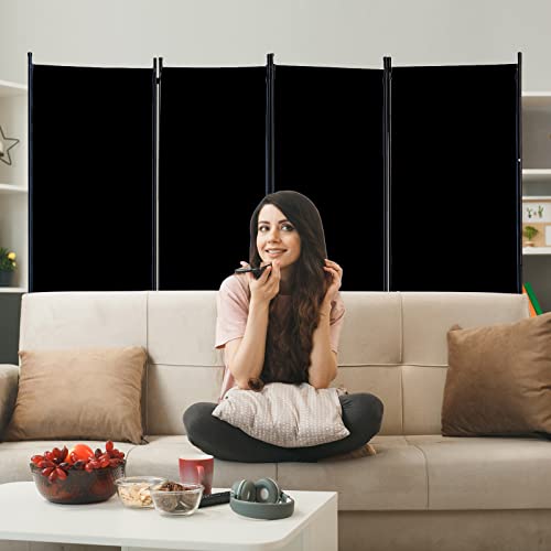 4 Panel Folding Room Divider Privacy Screen with Steel Frame F2996