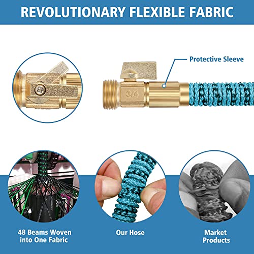 Expandable Garden Hose with Metal Fittings and 10-Function Nozzle T300884