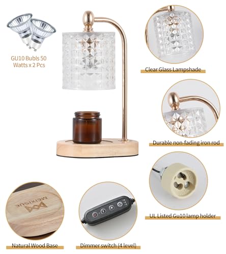 Candle Warmer Lamp with Timer and Dimmer, Electric Gold, 2 Bulbs O60740