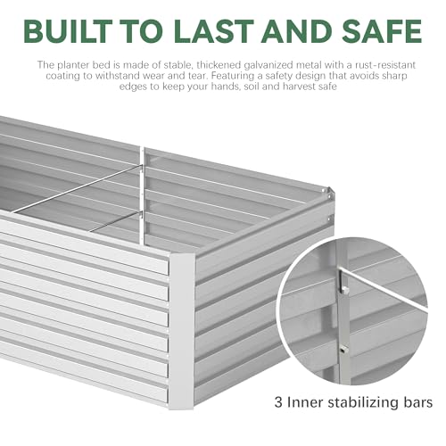 Galvanized Raised Garden Bed 8x4x2ft, Large Metal Planter Box for Outdoor Vegetables, Flowers & Herbs D2106