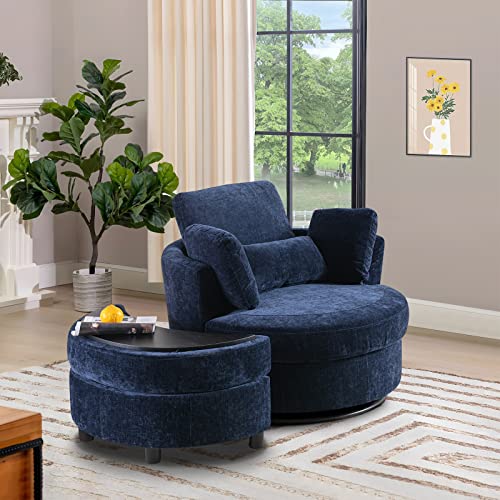 Round Swivel Barrel Chair with Ottoman for Living Room Bedroom G375183