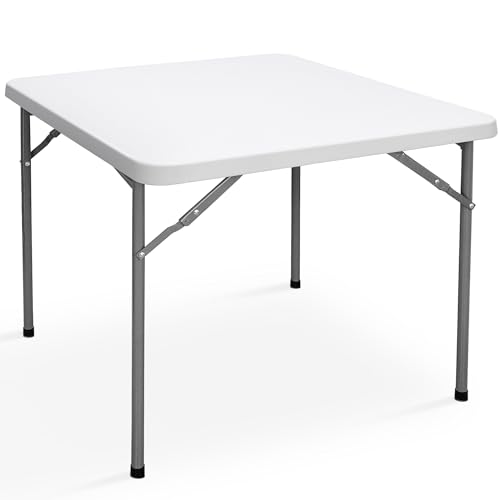 Portable 4 Foot Plastic Folding Table, Indoor Outdoor Heavy Duty, White Y15191