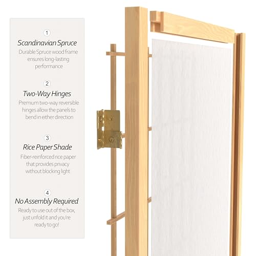 7 ft. Tall Window Pane Shoji Screen Room Divider, 3 Panels, White S15216