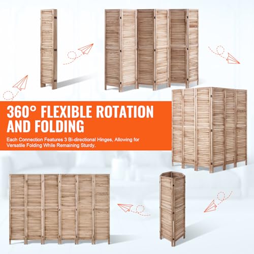 4 Panel Folding Wood Room Divider, 66.9 Inch Tall Privacy Screen I263