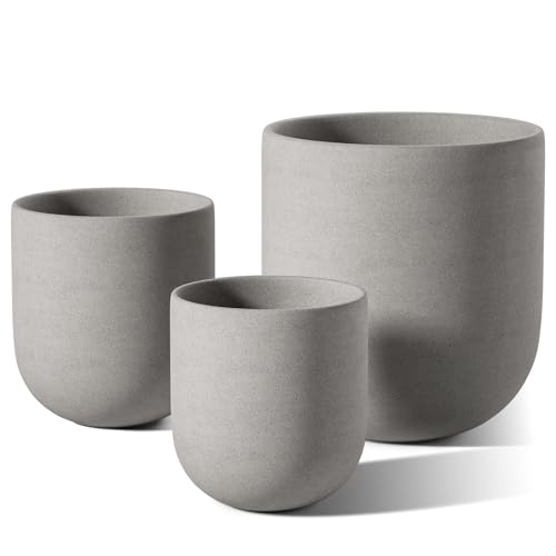 Ceramic Plant Pots with Drainage Hole, Set of 3, White R6124