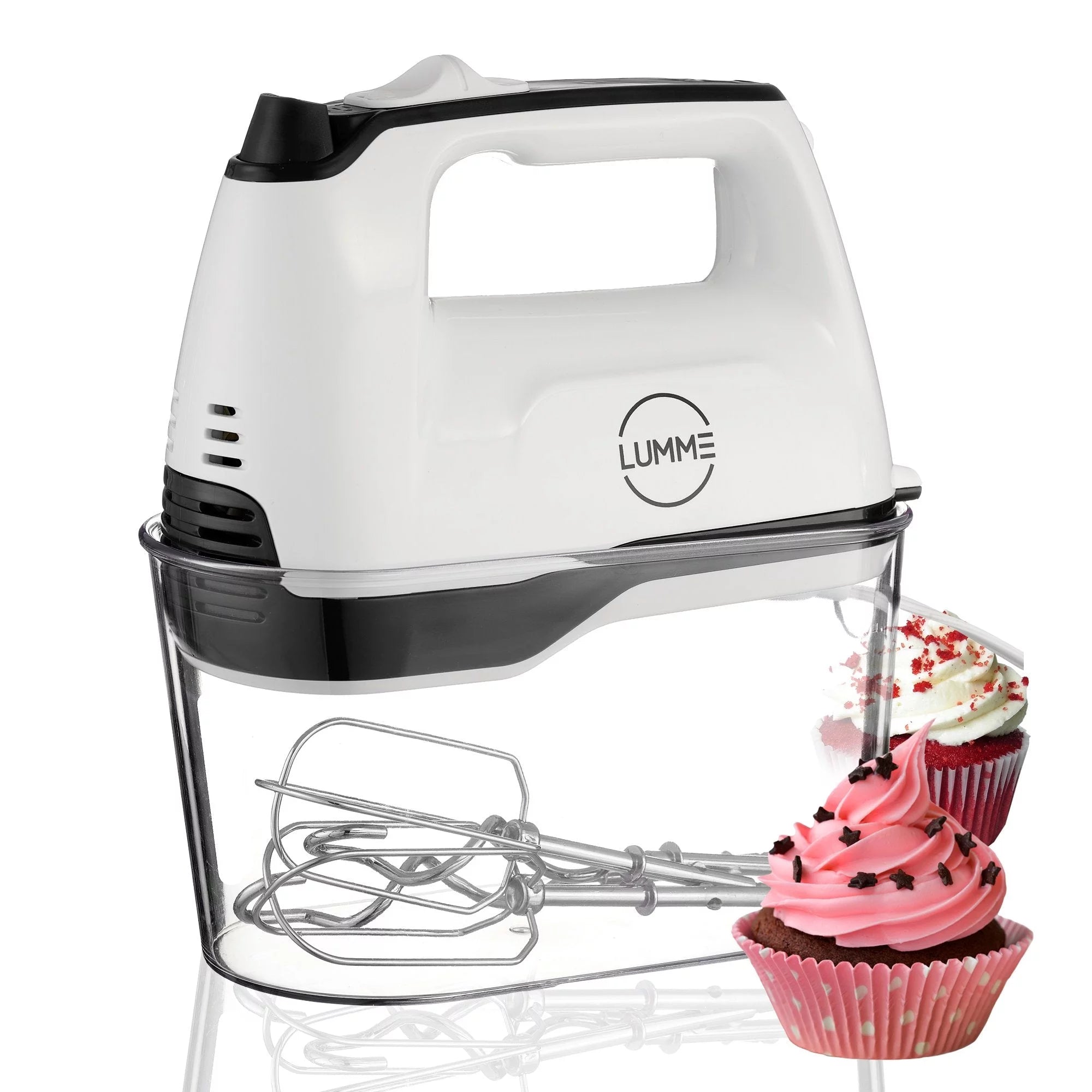 Hand Mixer 250W with 5 Speeds and Eject Button, 2 Beaters, 2 Dough Hooks, Storage Case L763206