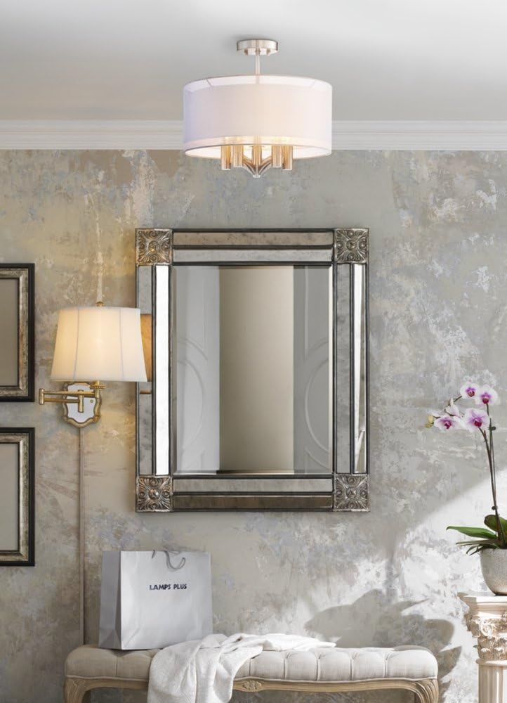 Semi Flush Mount Ceiling Light 18" Wide 5-Light Brushed Nickel P2171