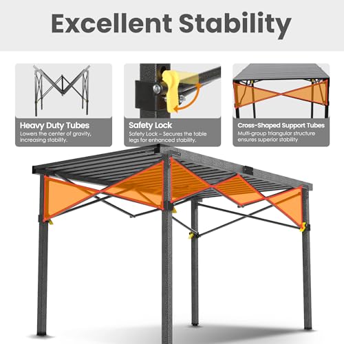 Portable Outdoor Camping Table for 2-6 Person, Foldable with Aluminum Roll-Up Top and Carry Bag P297255