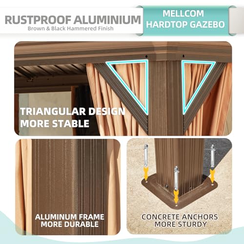 12x16 ft Hardtop Gazebo with Double Roof, Curtains and Netting T94173