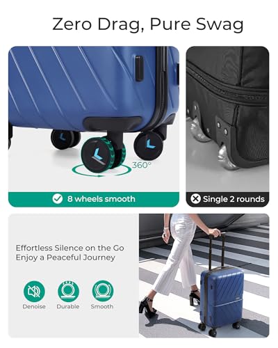 Carry On Luggage 22x14x9 with TSA Lock, Hardside Spinner Suitcase 20 Inch J7440