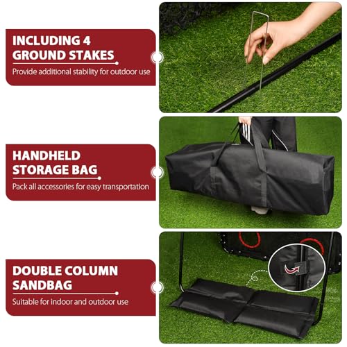 Baseball Pitching Target with Strike Zone, 9-Hole Training Net with Carry Bag L9372