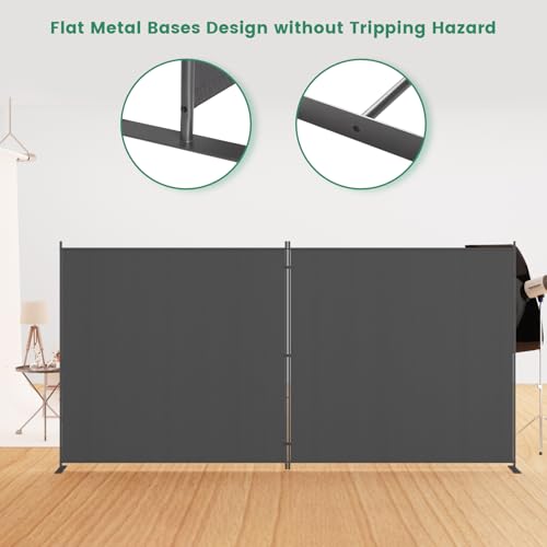 8-Panel 6 ft Tall Indoor Folding Room Divider, Portable Privacy Screen, Freestanding Partition, Dark Grey G253901
