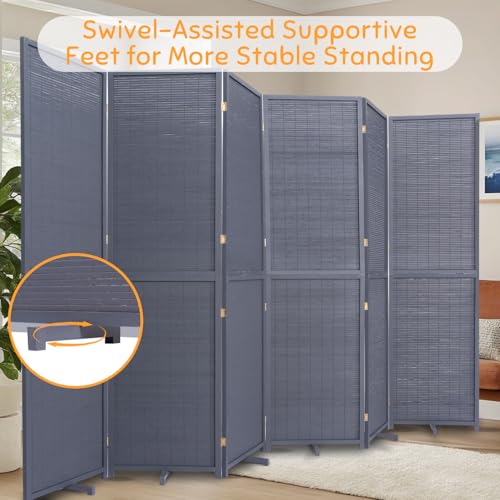 Bamboo Room Divider Folding Privacy Screen, 4 Panel, Beige N84000