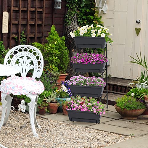 Raised Garden Bed 4 Tier Vertical Planter with Legs H80745