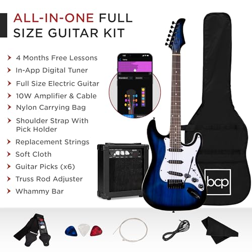 39in Full Size Beginner Electric Guitar Starter Kit with Case and Amp E13920