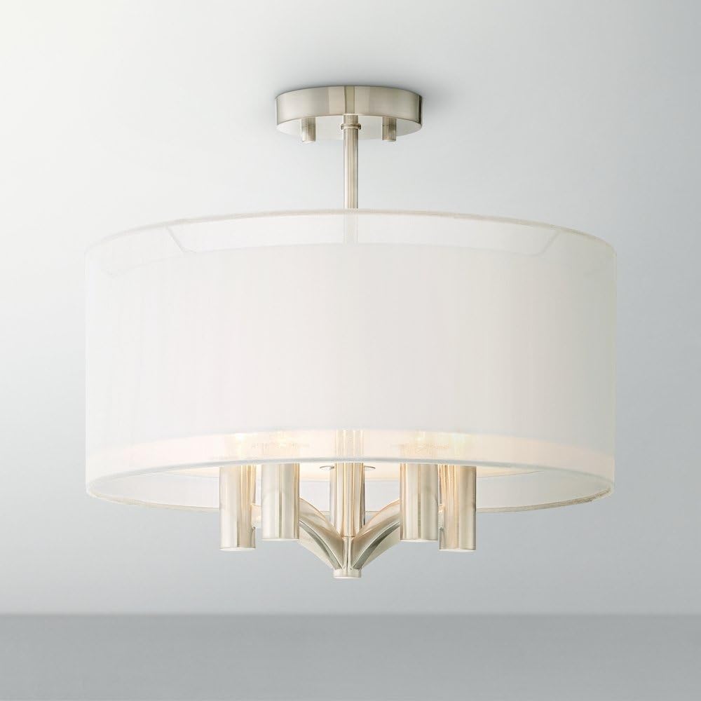 Semi Flush Mount Ceiling Light 18" Wide 5-Light Brushed Nickel P2171