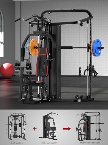 Multifunction Home Gym System with 138LB Weight Stack K907385