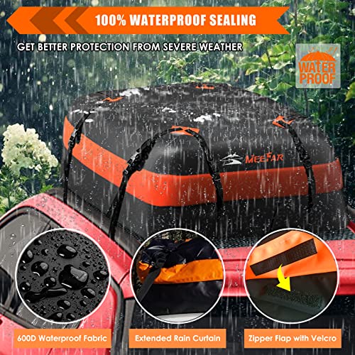 Car Roof Bag Waterproof 15 Cubic Feet for Cars with or without Rack H123285