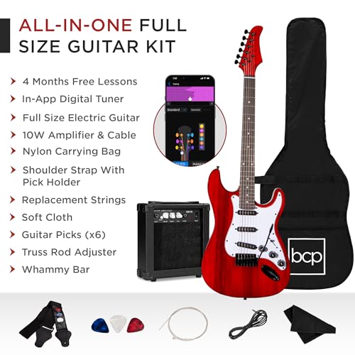 39in Full Size Beginner Electric Guitar Starter Kit with Case and Amp E13920