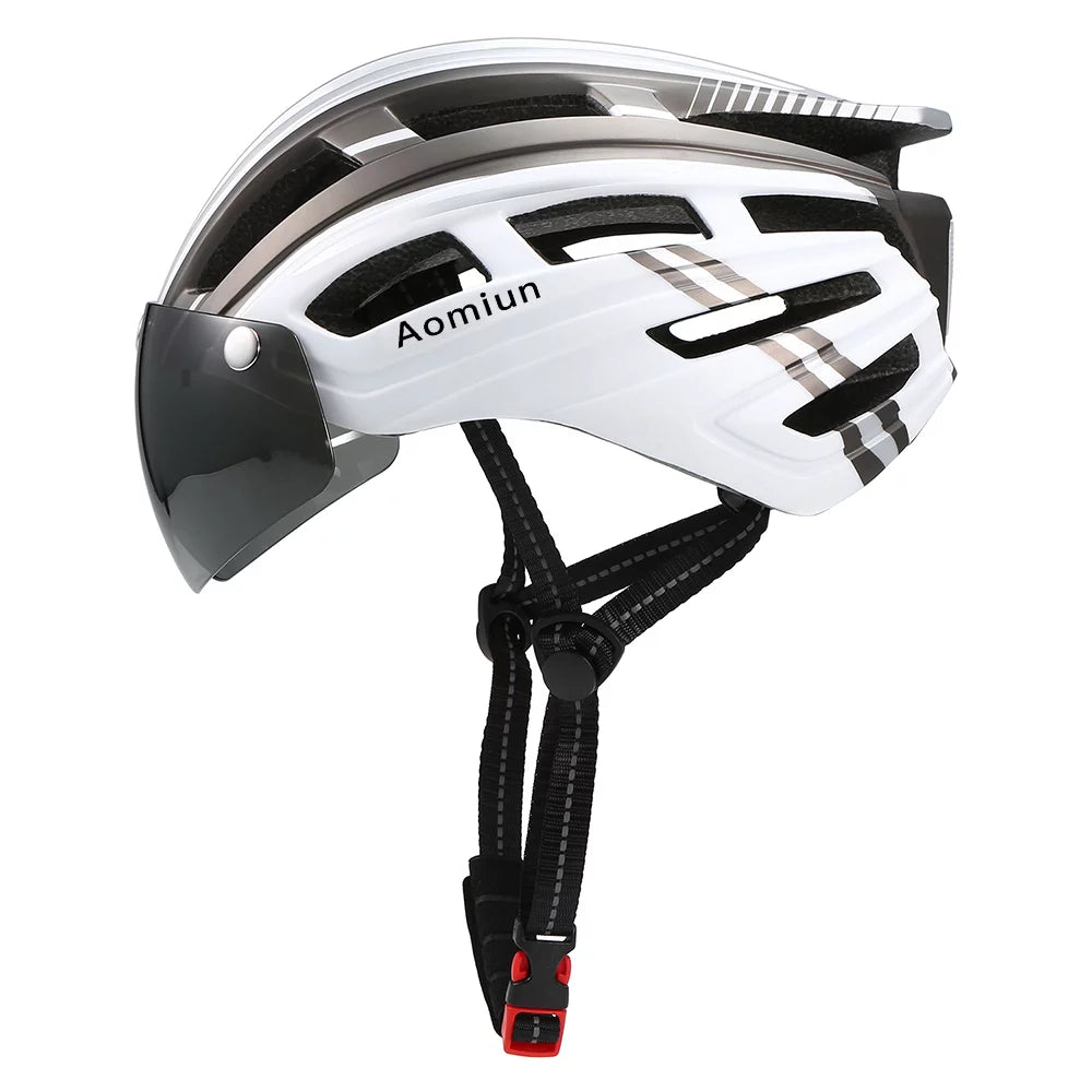 Mountain Bike Helmet with Back Light and Detachable Visor T213138