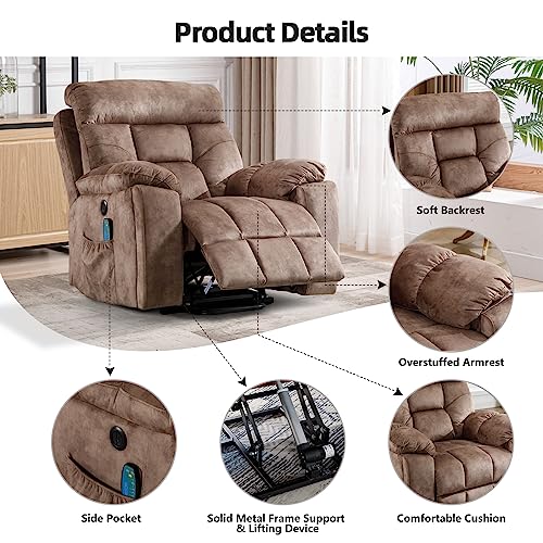 Large Power Lift Recliner Chair with Massage and Heat for Elderly Big and Tall People W6159