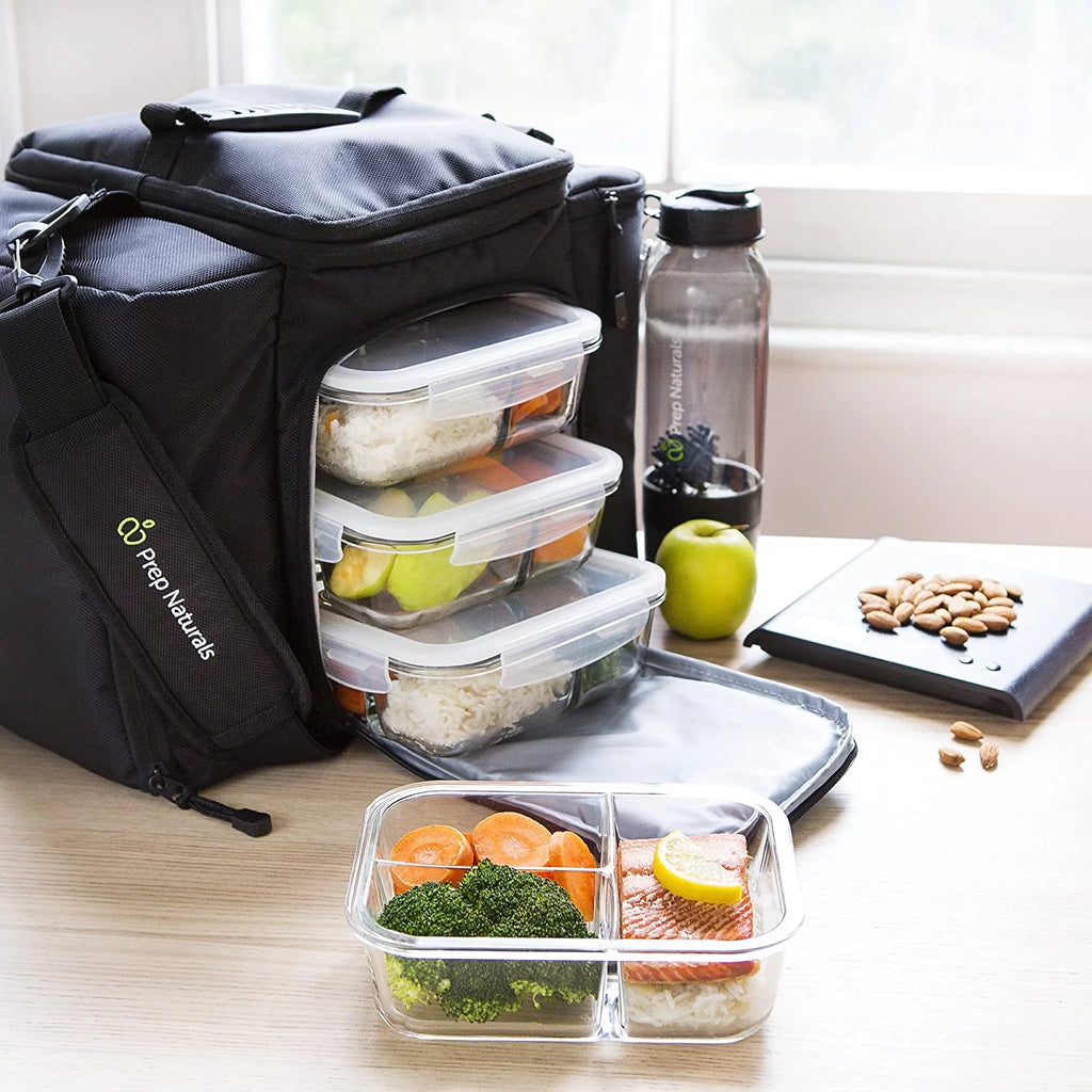 Glass Food Storage Containers 5 Pack with 3 Compartments L17402