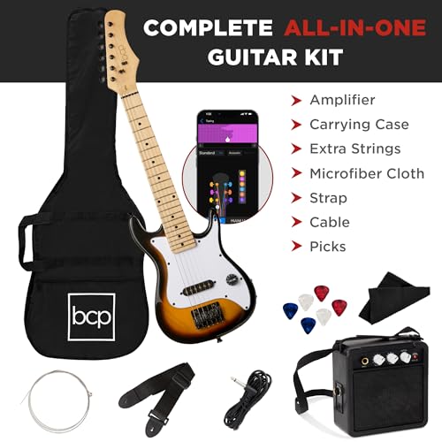 30in Kids Electric Guitar Beginner Starter Kit with Amplifier, Strap, Gig Bag, Picks J4176