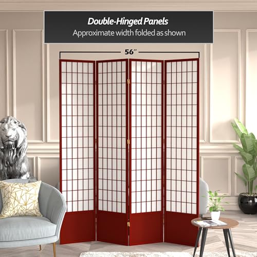 7 ft. Tall Window Pane Shoji Screen Room Divider, 3 Panels, White S15216