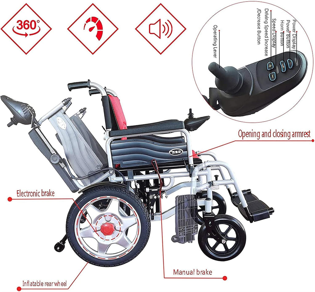 Foldable Electric Wheelchair for Adults, Supports 264 Lbs E45969