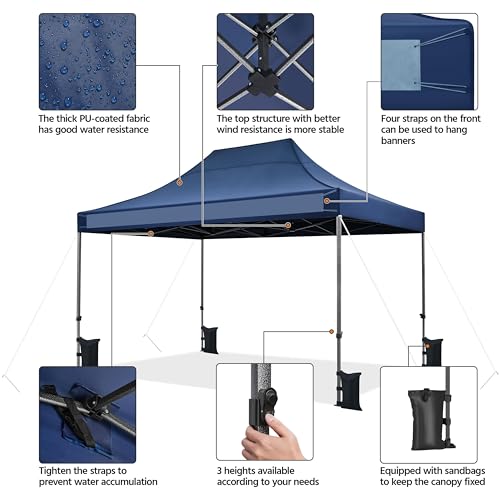 Heavy Duty Pop Up Canopy Tent 10x20 with Wheeled Carry Bag, White Q36763