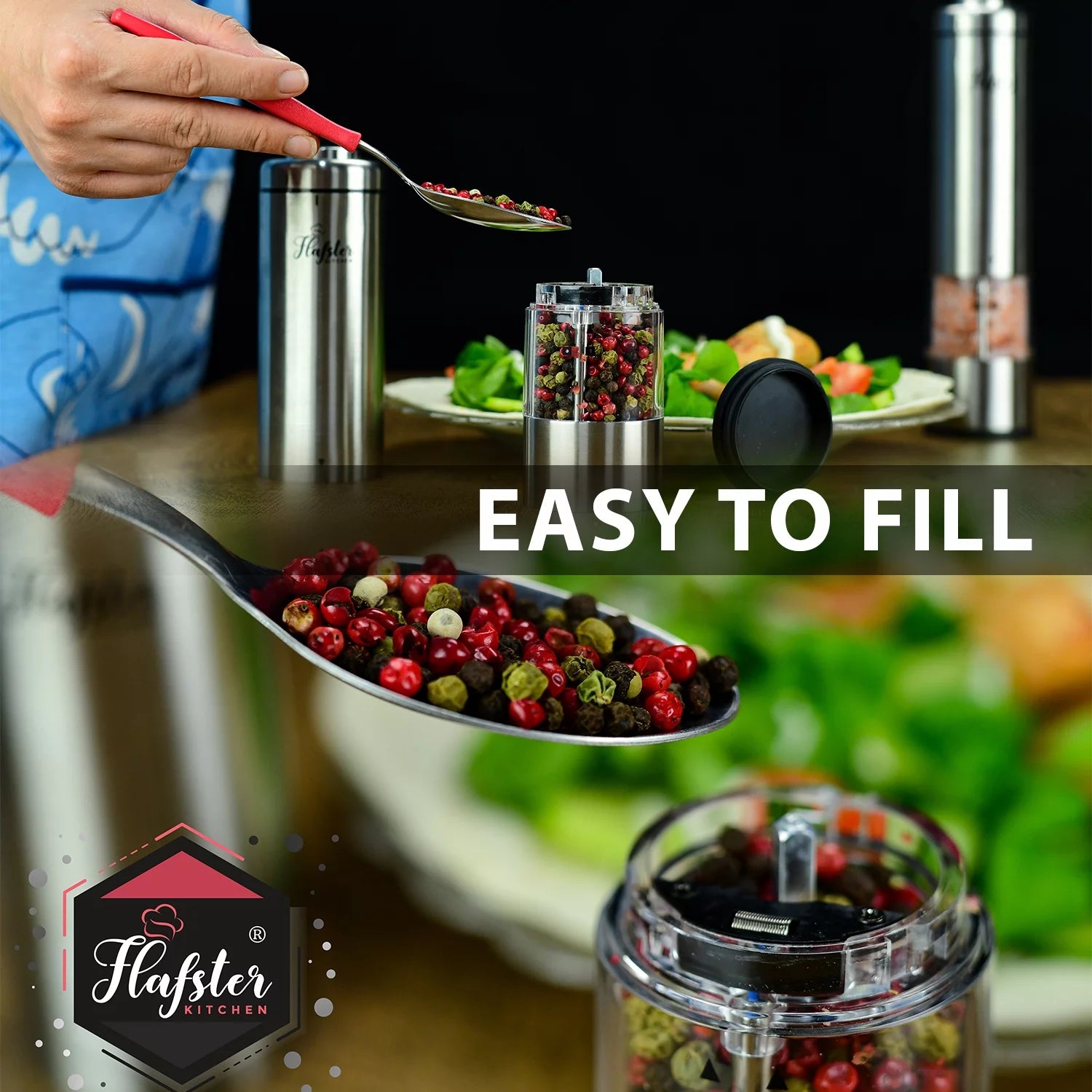 Electric Salt and Pepper Grinder Set, Battery Operated Shakers S2791