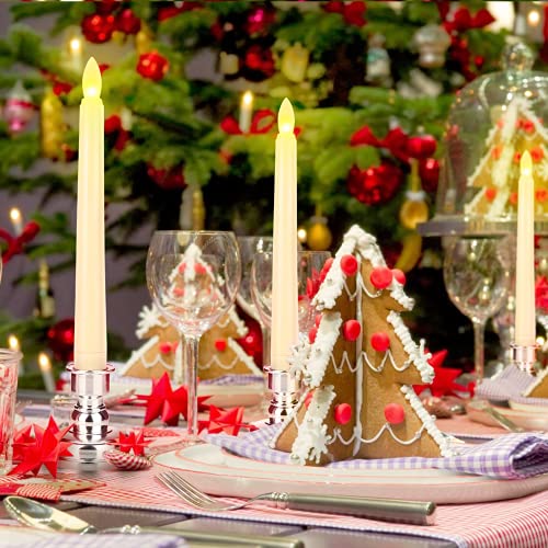 Flameless Flickering Taper Candles with Remote and Timer, Battery Operated, 9 Pack X8685