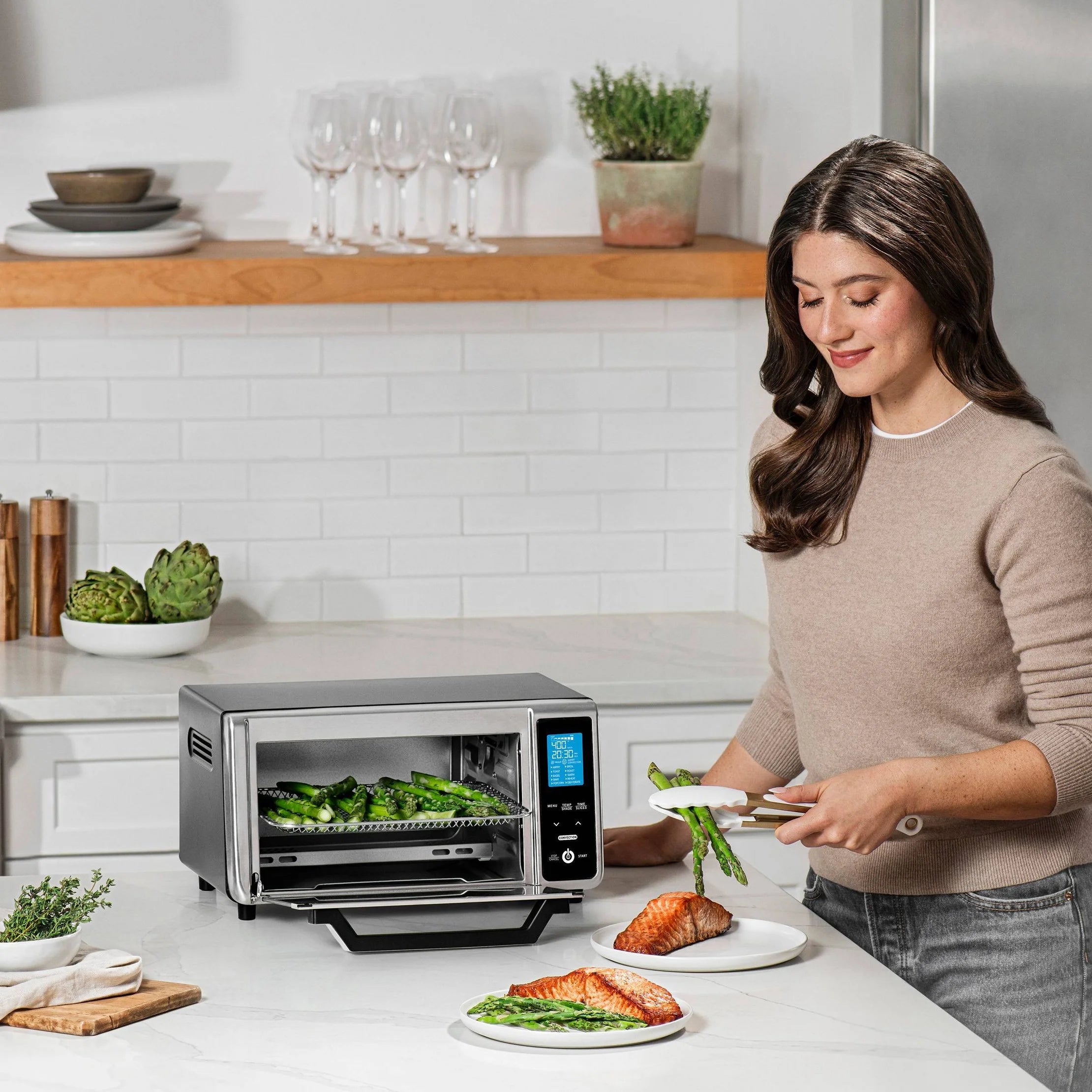 4-Slice Toaster Oven Air Fryer with 11 Cooking Functions, Stainless Steel Gray L9077