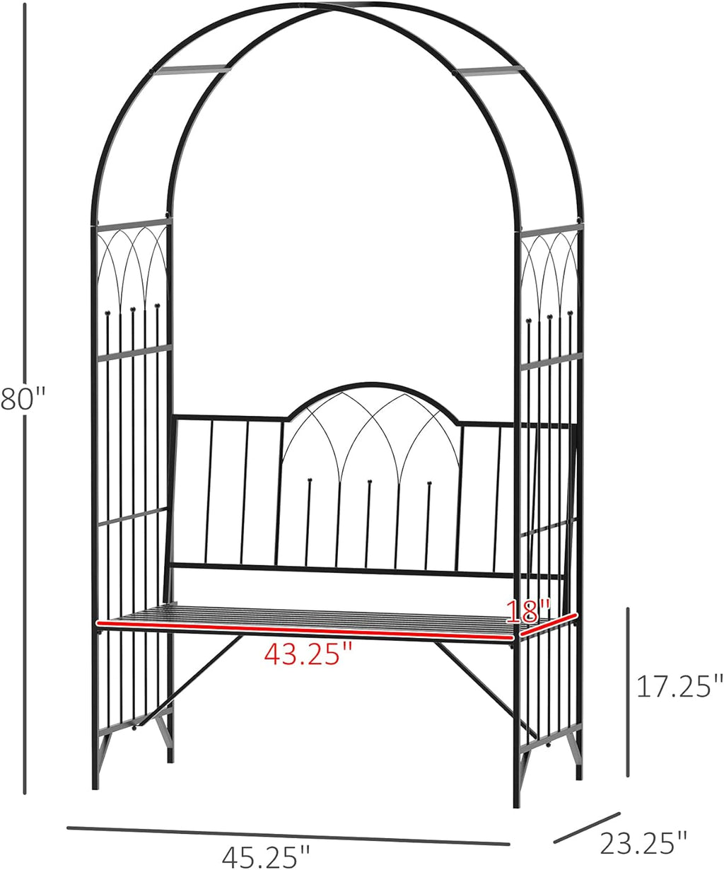 Metal Trellis Arbor Arch with Garden Bench for Climbing Plants Z662940