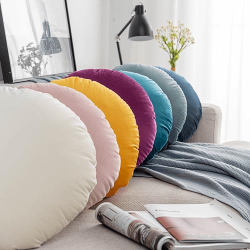 Round Throw Pillow, 18" Super Soft Decorative Floor Pillow for Couch Bed Sofa S53251