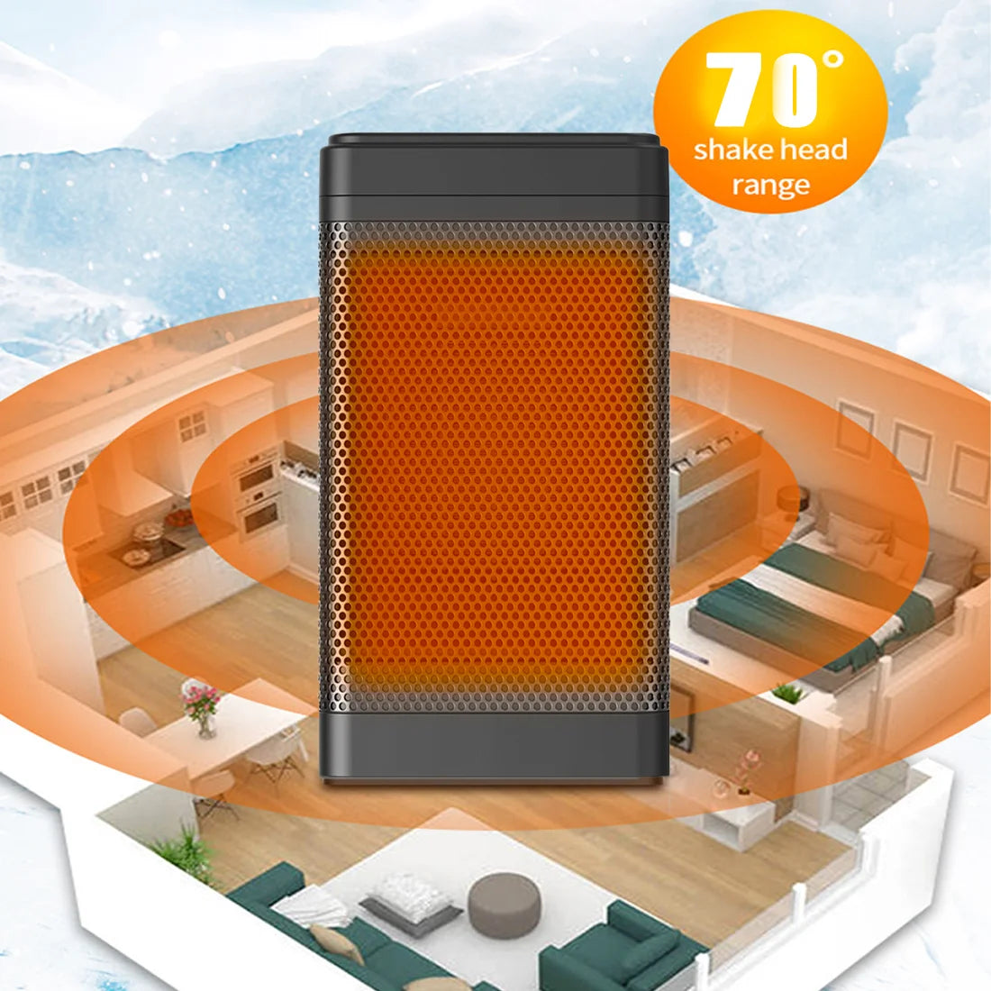 1500W Portable Electric Heater with Thermostat and Remote E1296