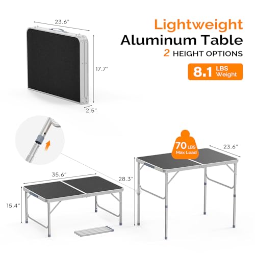3ft Aluminum Folding Camping Table with Carrying Handle O3096