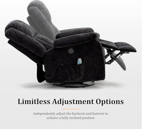 Swivel Glider Recliner Chair with Massage and Heating U99902