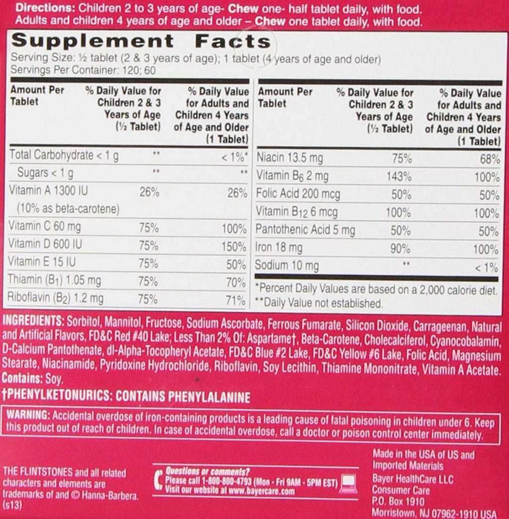 Children's Multivitamin with Iron Chewable Tablets, 60 Count N92001