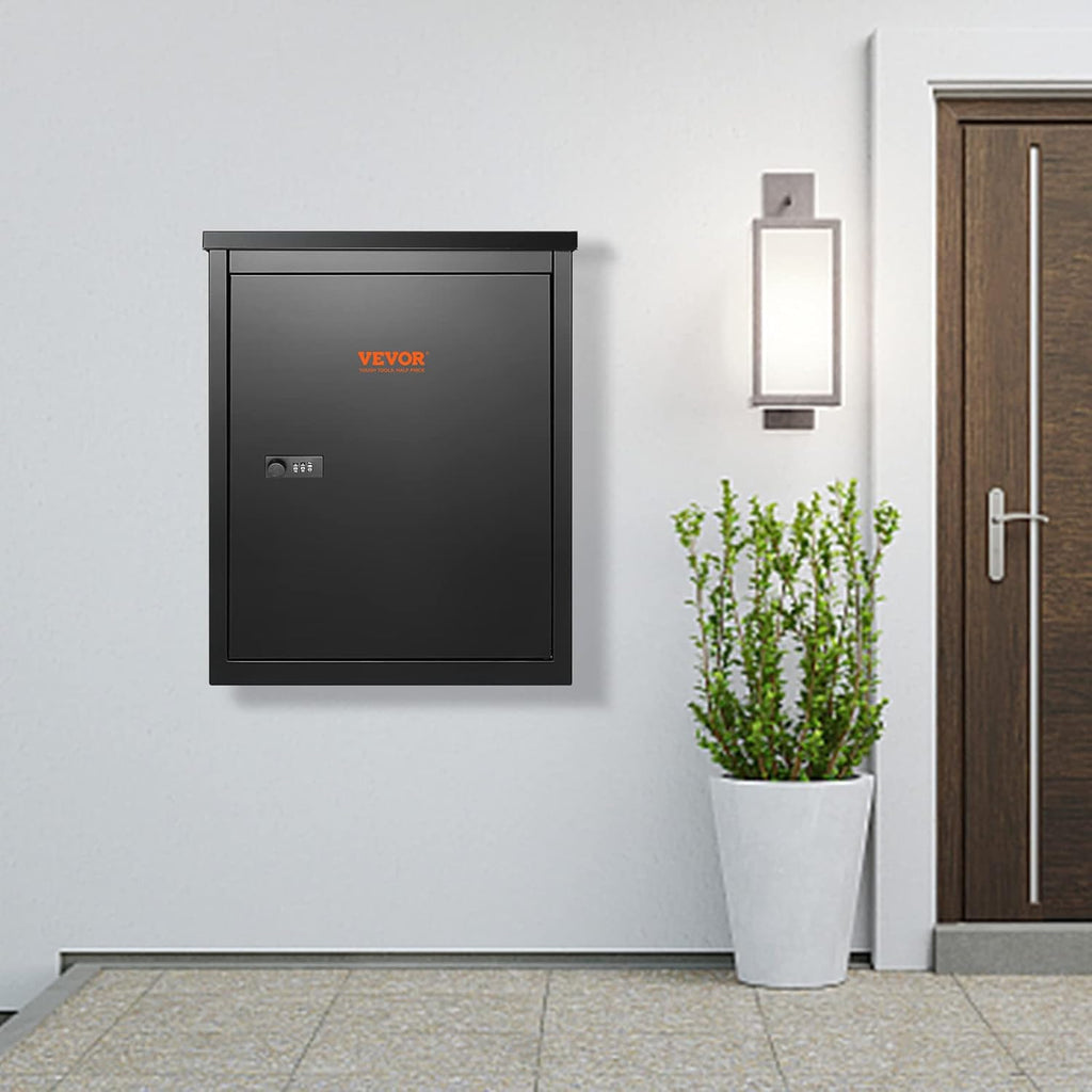 Package Delivery Box for Outside, Galvanized Steel Wall Mount with Coded Lock Y816855