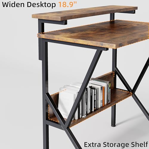 Small Desk with Adjustable Monitor Stand for Small Spaces, Grey G4959