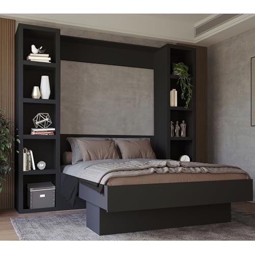 Queen Murphy Wall Bed with Two Bookshelves Z468