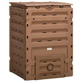 Outsunny Garden Compost Bin, 120 Gallon (450L) Garden Composter, BPA Free, with 80 Vents and 2 Sliding Doors, Lightweight & Sturdy, Fast Creation of Fertile Soil, Black