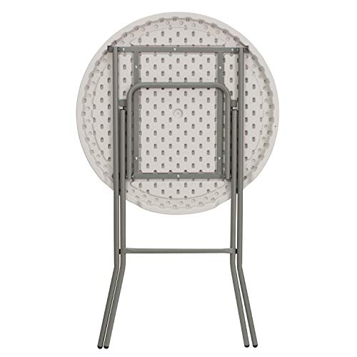 Round Folding Bar Height Table for Parties and Events, Indoor/Outdoor, White Y30232