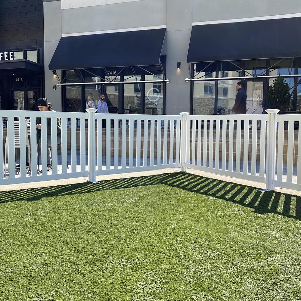 Portable Vinyl Fence Kit with No-Dig White Picket Panel W644224
