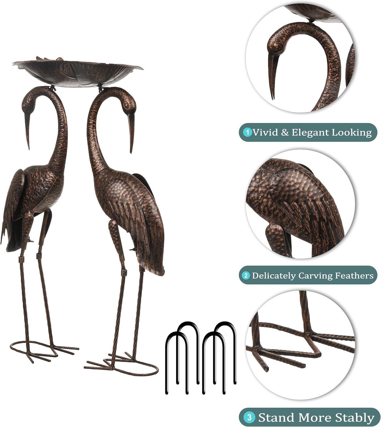 Large Crane Bird Metal Garden Art Heron Sculpture Lawn Ornament O3278