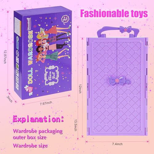 105 Pcs Doll and Closet Playset with Wardrobe and Accessories J440228