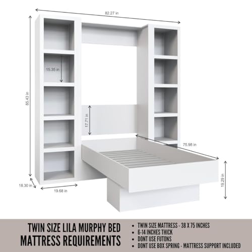Queen Murphy Wall Bed with Two Bookshelves Z468