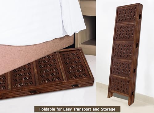 4 Panel Folding Wood Room Divider, Antique Brown, 72 x 80 P209