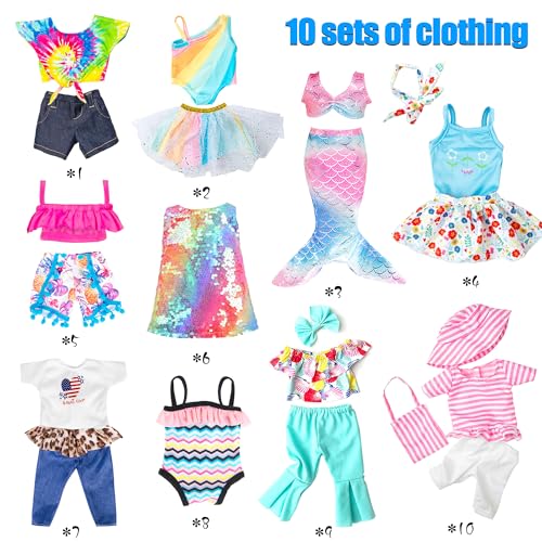 18 Inch Doll Fashion Clothes 10 Sets Outfits Accessories Z1776